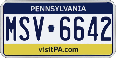 PA license plate MSV6642