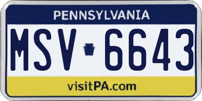 PA license plate MSV6643