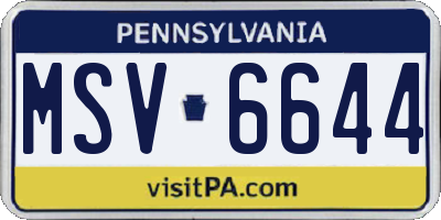 PA license plate MSV6644