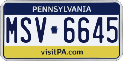 PA license plate MSV6645