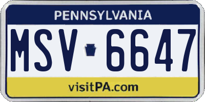 PA license plate MSV6647