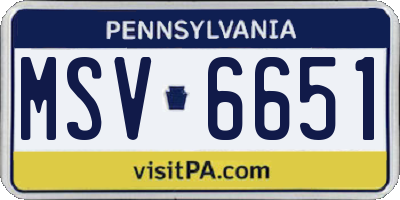 PA license plate MSV6651