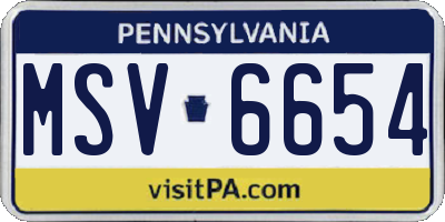 PA license plate MSV6654