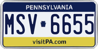 PA license plate MSV6655