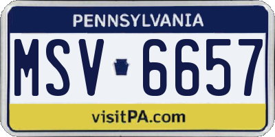 PA license plate MSV6657