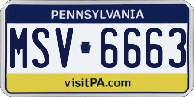 PA license plate MSV6663