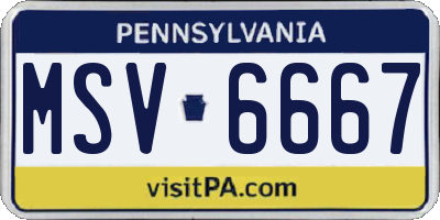 PA license plate MSV6667