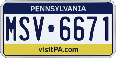 PA license plate MSV6671