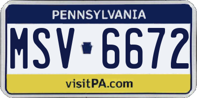 PA license plate MSV6672