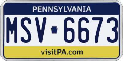 PA license plate MSV6673