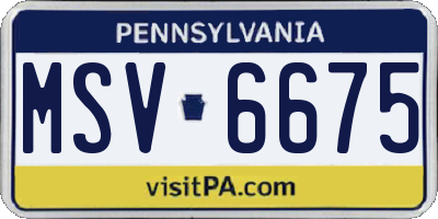 PA license plate MSV6675