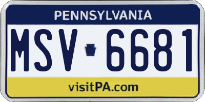 PA license plate MSV6681