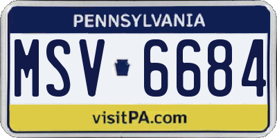 PA license plate MSV6684