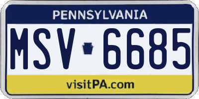 PA license plate MSV6685
