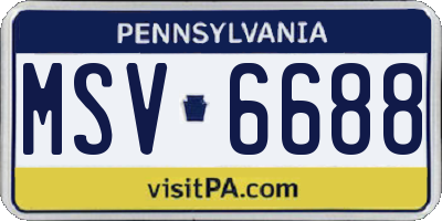 PA license plate MSV6688