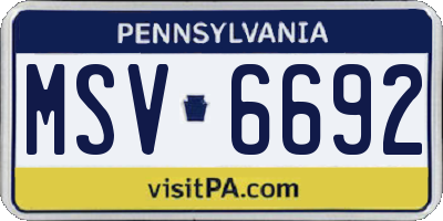 PA license plate MSV6692