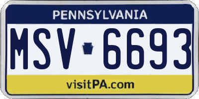 PA license plate MSV6693