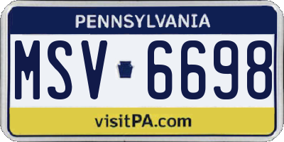 PA license plate MSV6698