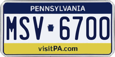 PA license plate MSV6700