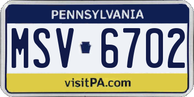 PA license plate MSV6702
