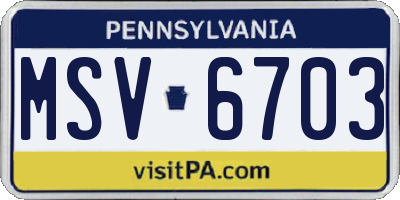 PA license plate MSV6703