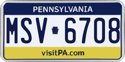PA license plate MSV6708