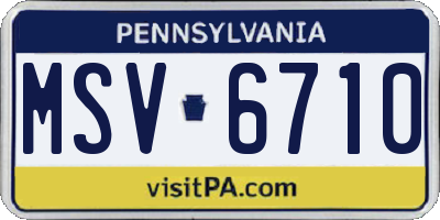 PA license plate MSV6710