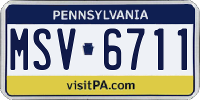 PA license plate MSV6711