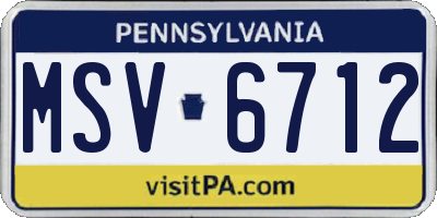 PA license plate MSV6712