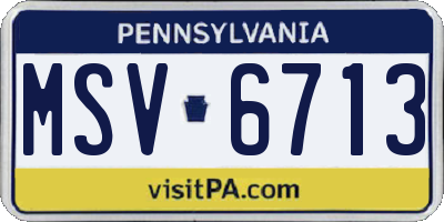 PA license plate MSV6713