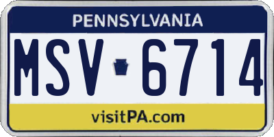 PA license plate MSV6714