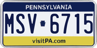PA license plate MSV6715