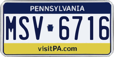 PA license plate MSV6716