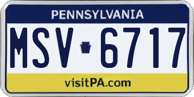 PA license plate MSV6717