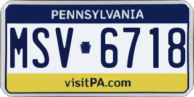 PA license plate MSV6718