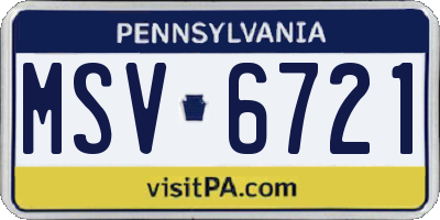 PA license plate MSV6721