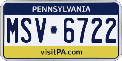 PA license plate MSV6722