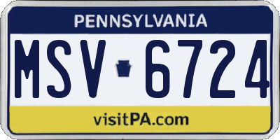 PA license plate MSV6724