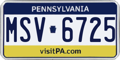 PA license plate MSV6725