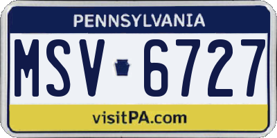 PA license plate MSV6727