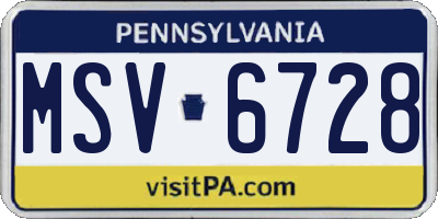 PA license plate MSV6728