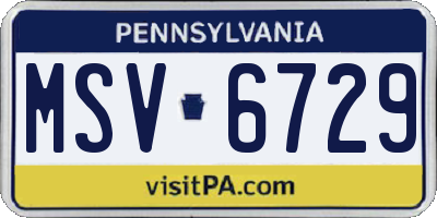 PA license plate MSV6729