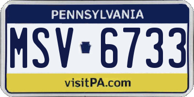 PA license plate MSV6733