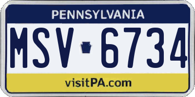 PA license plate MSV6734