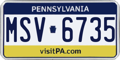 PA license plate MSV6735