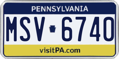 PA license plate MSV6740