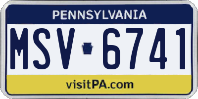 PA license plate MSV6741