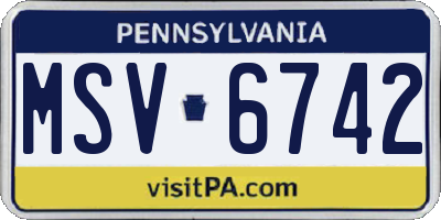 PA license plate MSV6742
