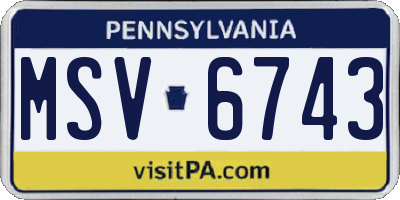 PA license plate MSV6743