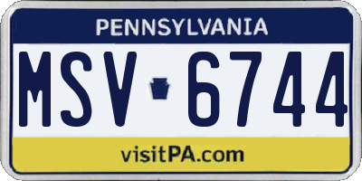 PA license plate MSV6744